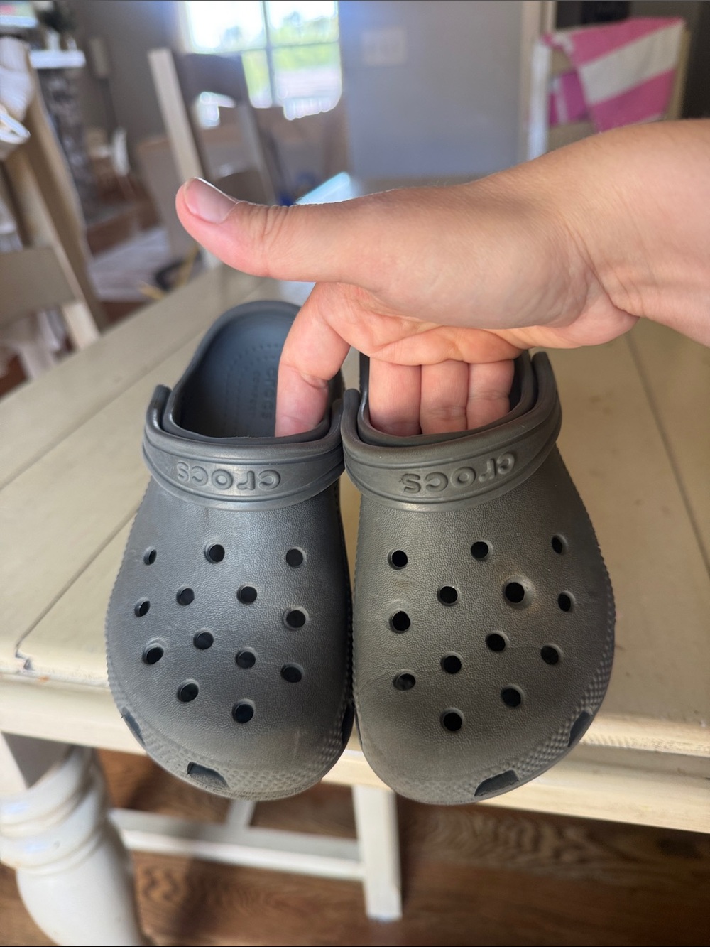 CROCS Kids Charcoal Gray Classic Clog with Heel Strap